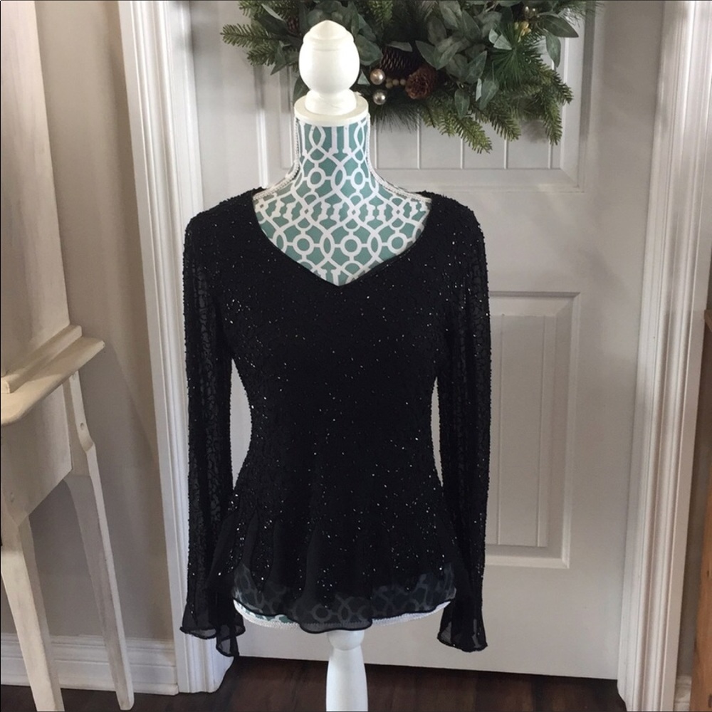Black beaded top dress barn.